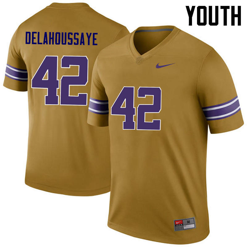 Youth LSU Tigers #42 Colby Delahoussaye College Football Jerseys Game-Legend - Click Image to Close